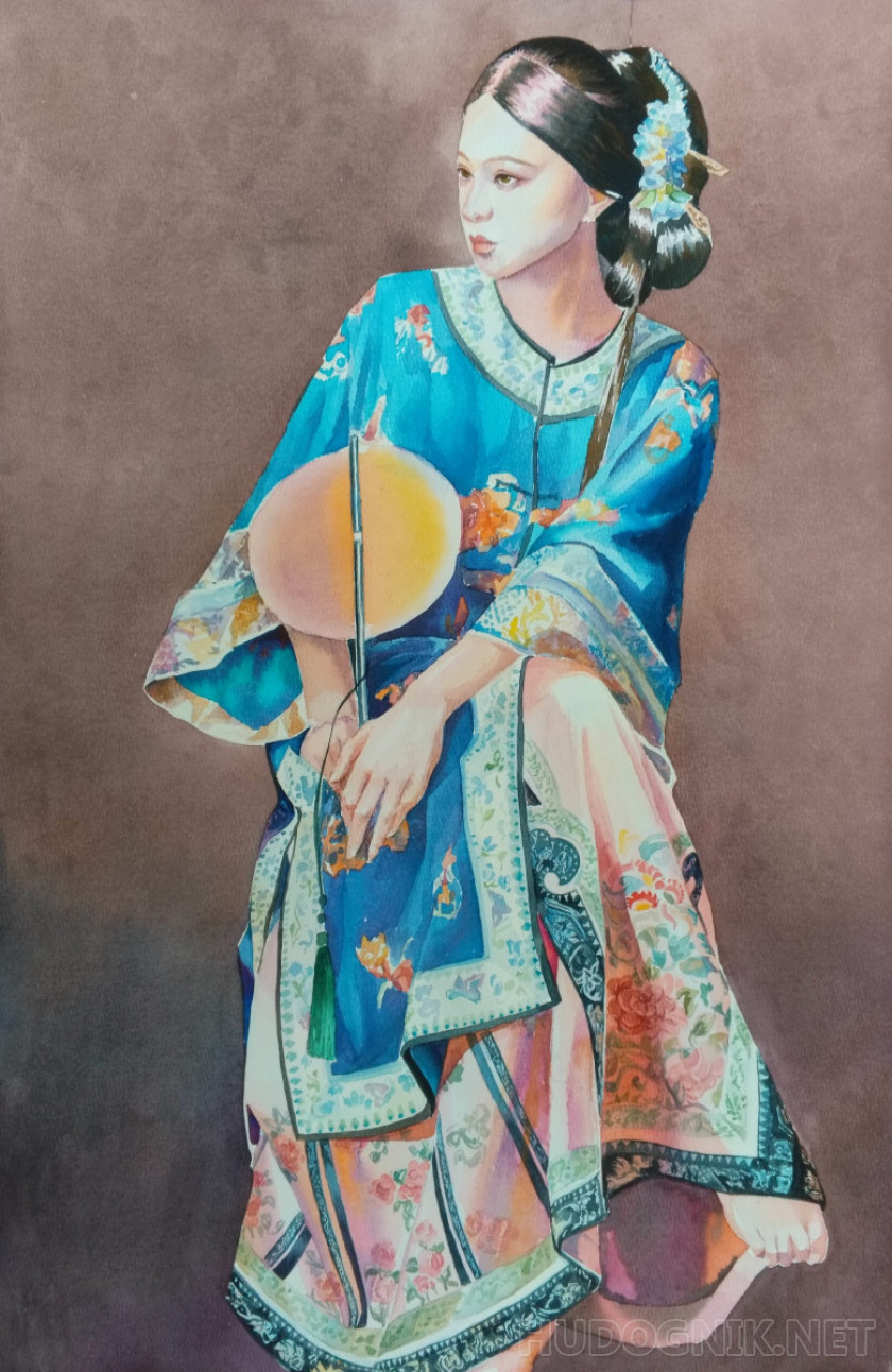 Chinese woman in blue