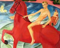 Bathing the red horse