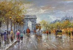 (копия) Пейзаж Парижа Антуана Бланшара «Елисейские поля, Триумфальная арка»