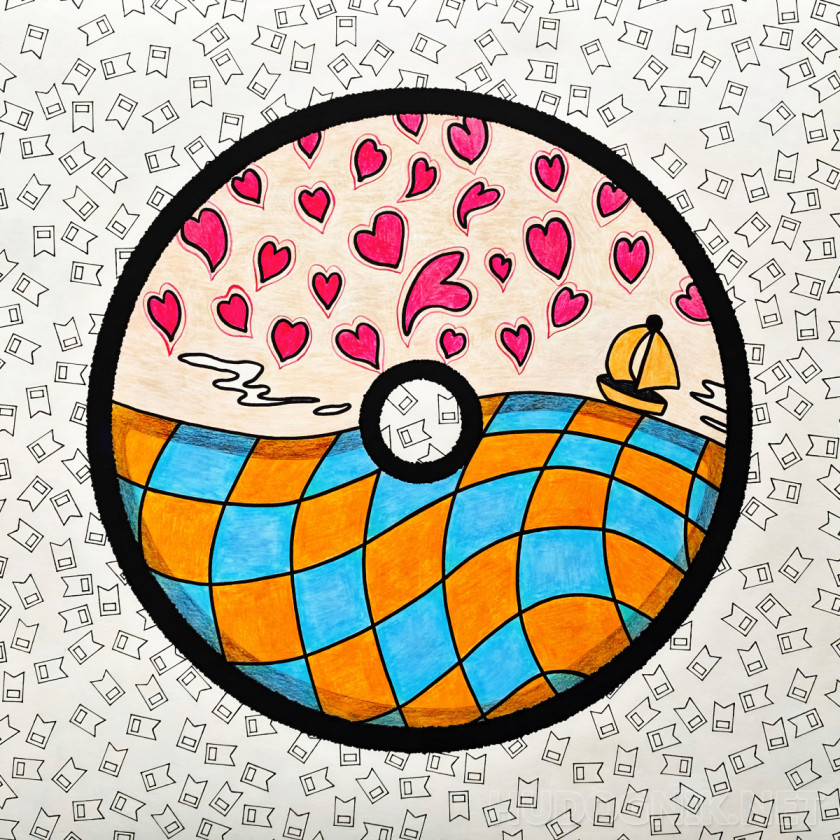 Super Lovin’ A3 Одинокий парусник под дождем из сердечек