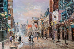 En las calles de la vieja Europa. Noche en tonos de lavanda