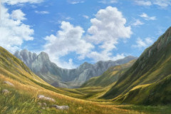 Montañas caucásicas. Olas congeladas de los tiempos del universo maestro