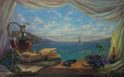 Seascape with a sailboat