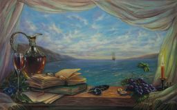 Морской пейзаж с парусником