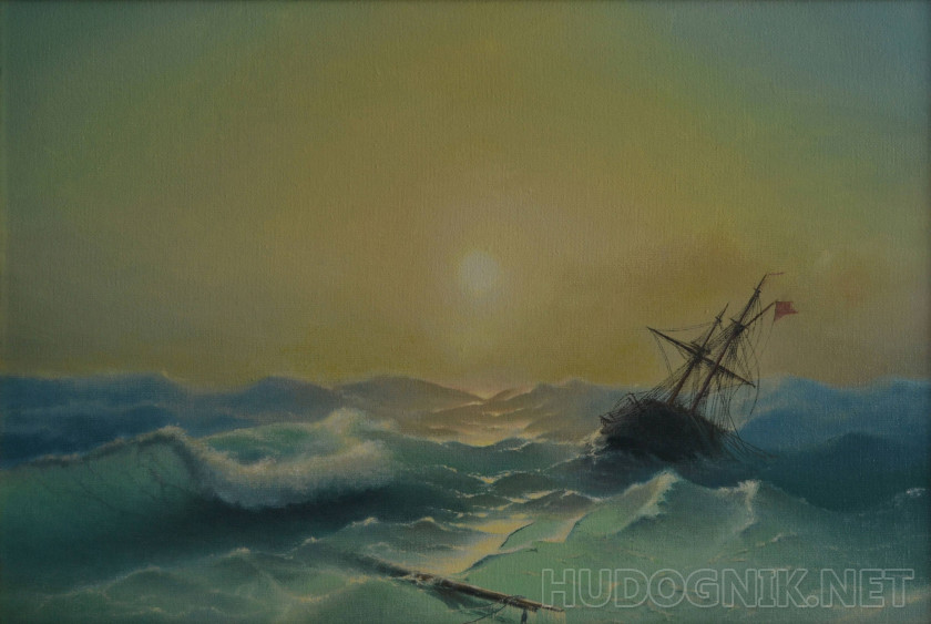 Свободная копия картины И.К. Айвазовского "Корабль в бедствии"