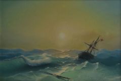 Свободная копия картины И.К. Айвазовского "Корабль в бедствии"
