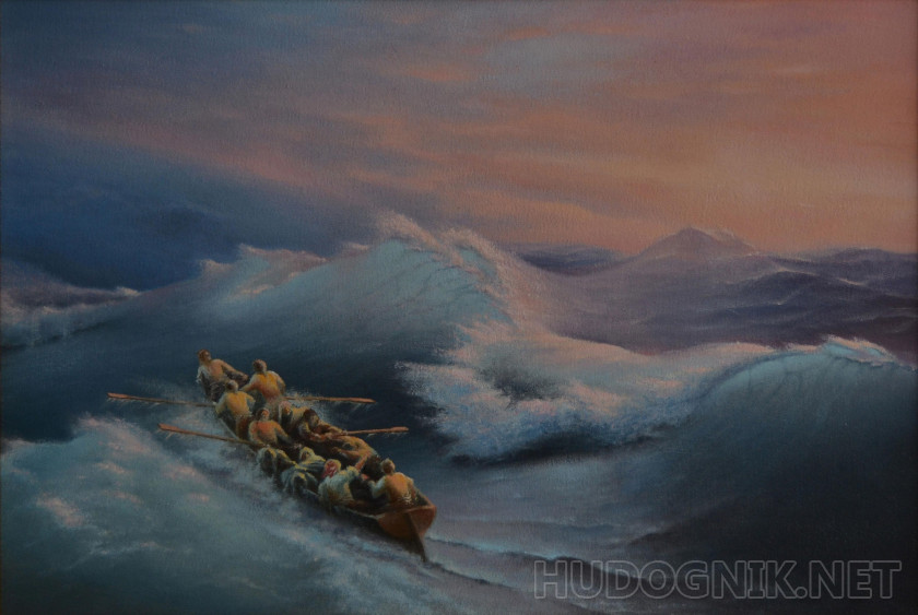 Свободная копия картины И.К. Айвазовского "Кораблекрушение"