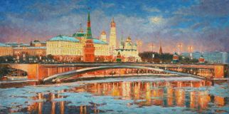 Winter night Kremlin in the moonlight