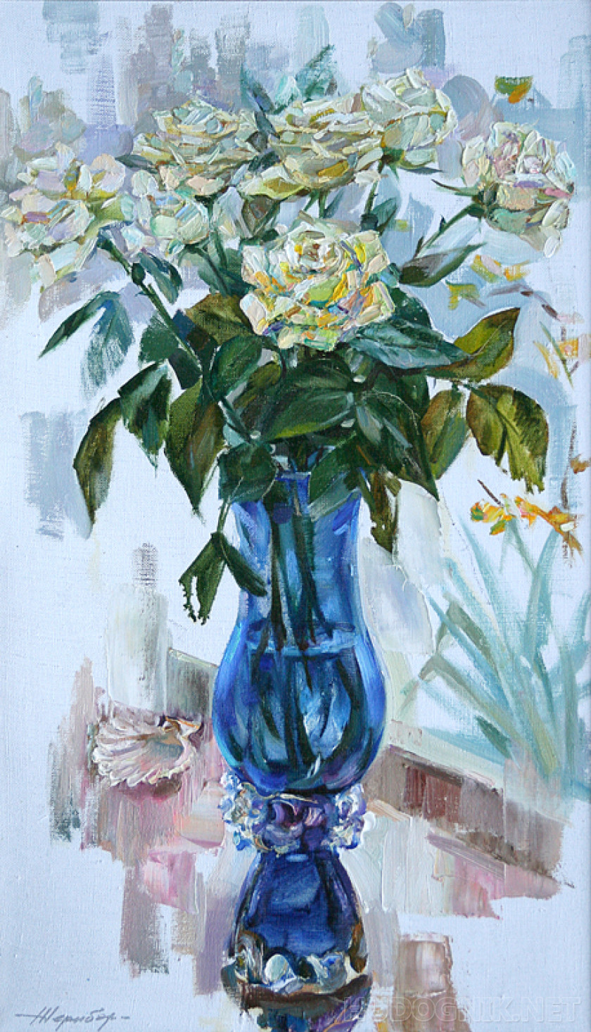 Pintura Las rosas amarillas. Tamaño: 45x77, Año: 2017, Precio: 341 euro  Maestro del arte Jeribor Vasiliy