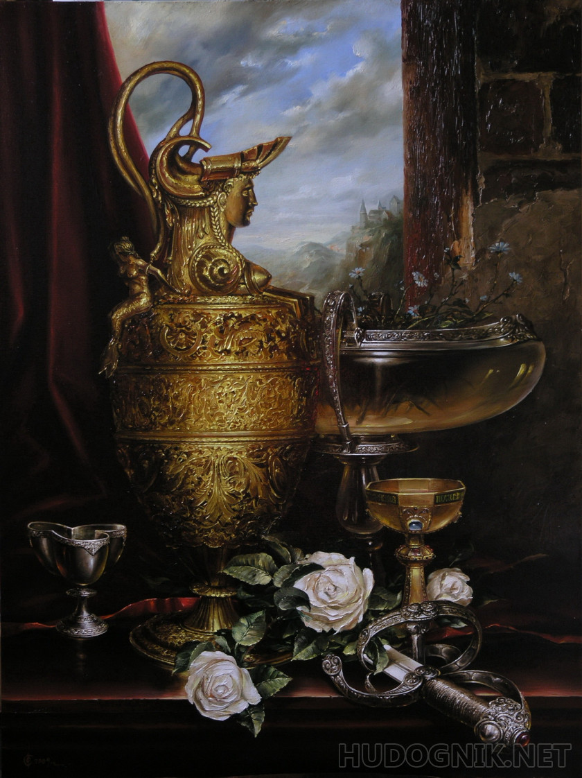 Натюрморт с золотой вазой