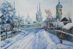 Winter day in the village of Bykovo