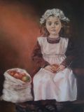 Девочка в чепце с мешком яблок