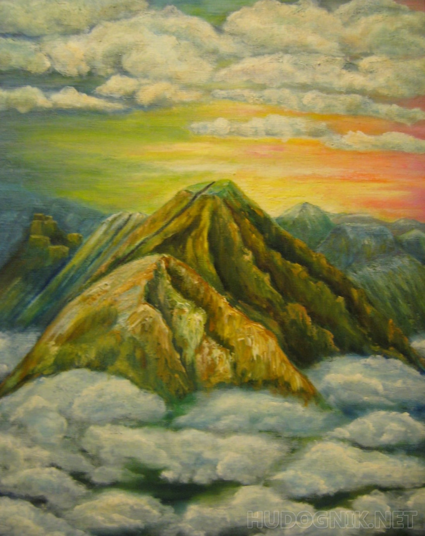Авторская картина маслом "За облаками"