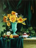 Sunflowers in vase jade