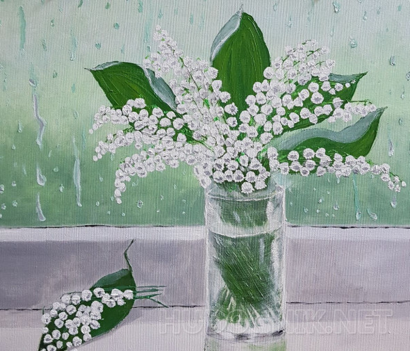 Картина Ландыши на окне. Размеры: 60x50, Год: 2017, Цена: 6000 рублей ...