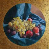 Still life with grapes and peaches