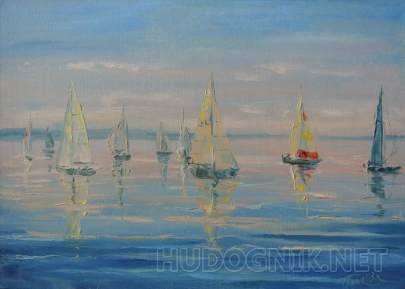 Картина Парусная регата на Волге.. Размеры: 60x40, Год: 2015, Цена ...