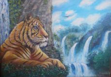 Tiger at the waterfall