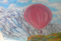 Balloon and mountains