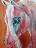 Painting on wooden Board Horse