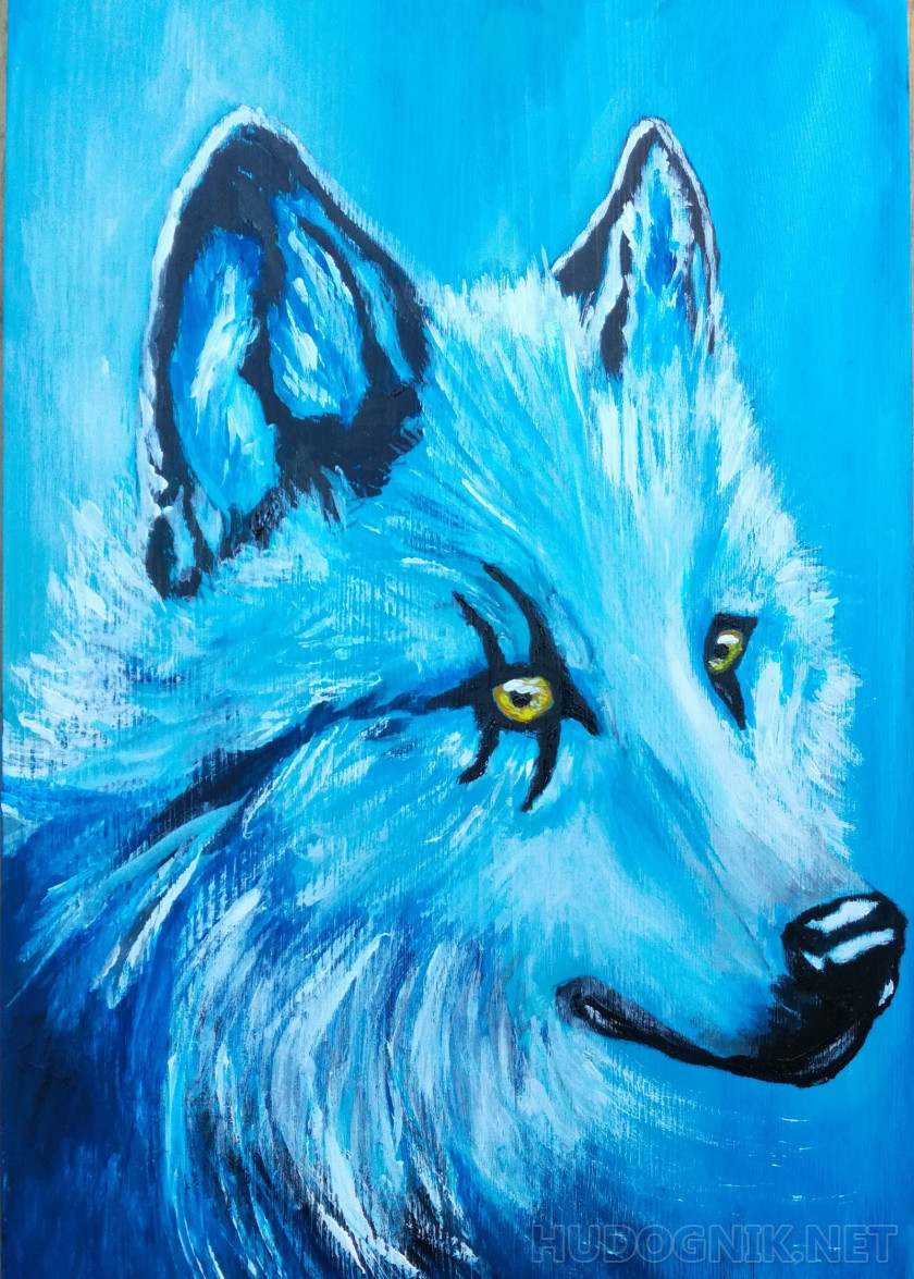 Картина на деревянной доске Волк