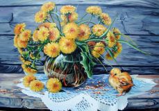 Oil painting"Dandelions"