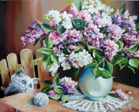 Oil painting&quot;Lover of lilacs.&quot;