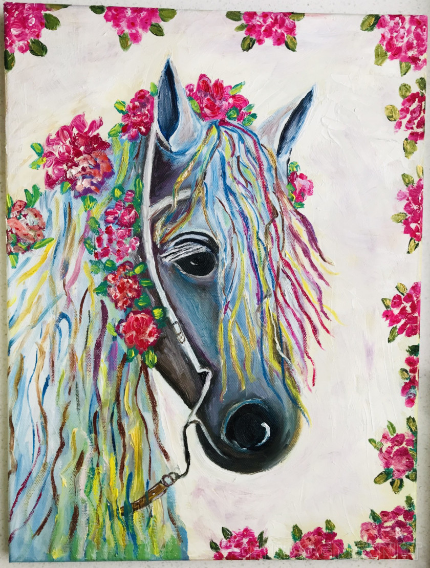 Открытка «Цветочная лошадь»