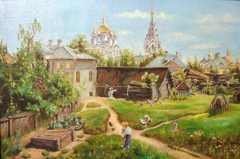 Copy V. Polenov Moscow courtyard