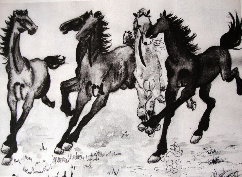 Копия китайского художника Сюй Бейхуна. Известные лошади.