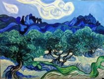 Copia de van Gogh de Oliva, cielo azul y nubes blancas