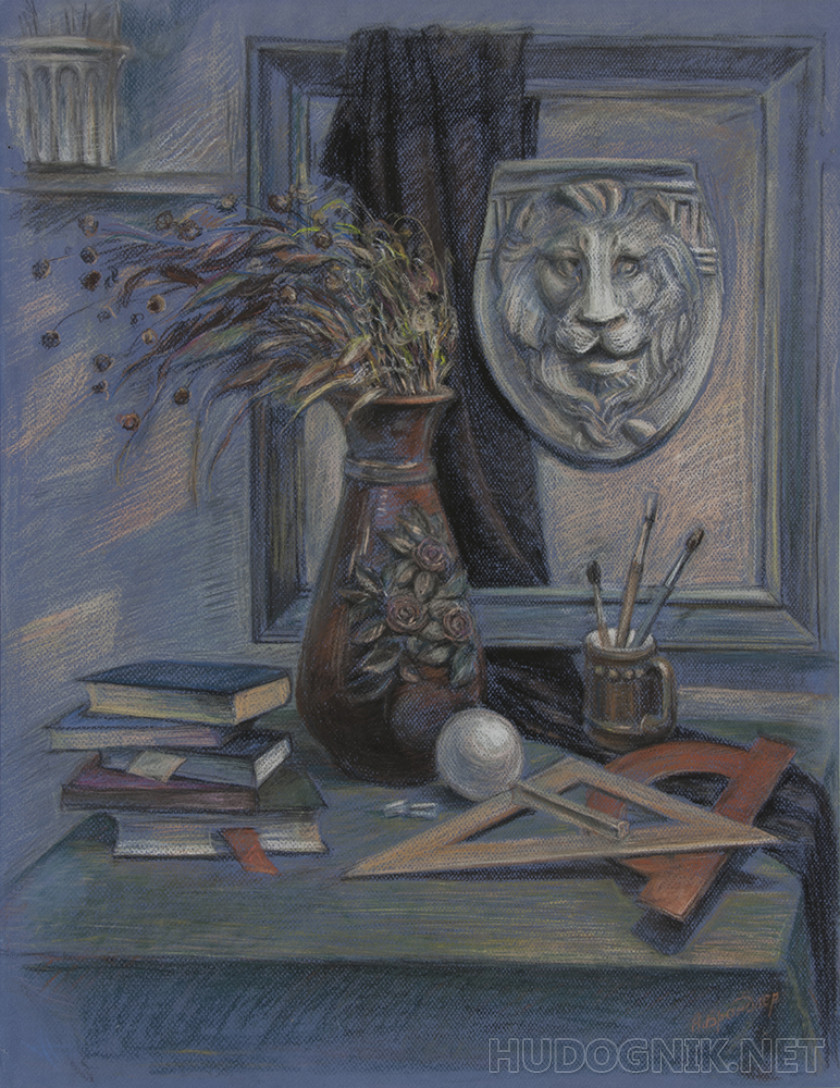 Still life with lion mask