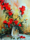 Roses in a white vase