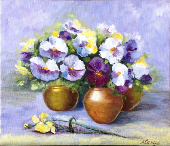Картина Анютины глазки. Размеры: 35x30, Год: 2018, Цена: 7200 рублей ...