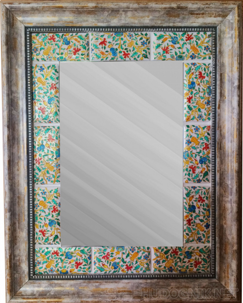 Зеркало с декоративной керамической рамкой