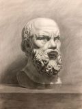 Drawing a plaster head. Socrates