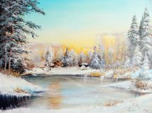 Landscape with frozen river