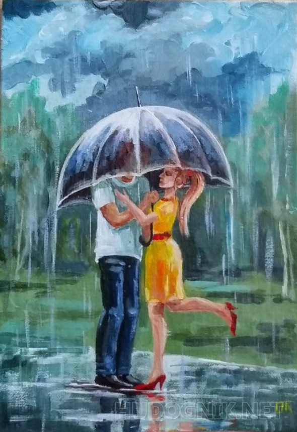 Картина Дождь. Размеры: 20x30, Цена: 2000 рублей Художник Душкина Оксана