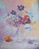 Flowers in a purple vase