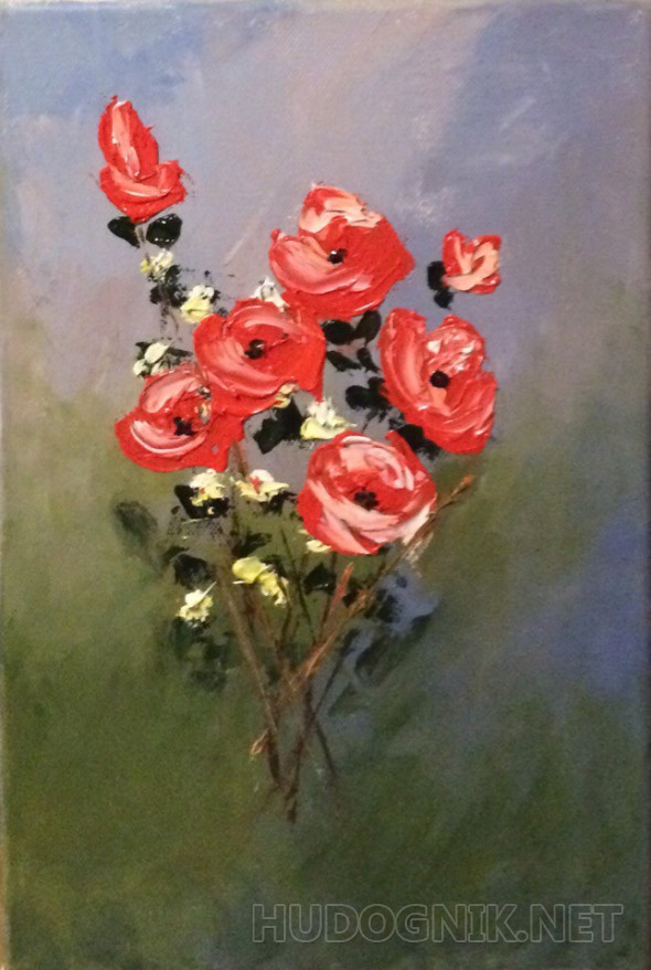Картина Красные Розы. Размеры: 20x30, Год: 2019, Цена: 5000 рублей ...
