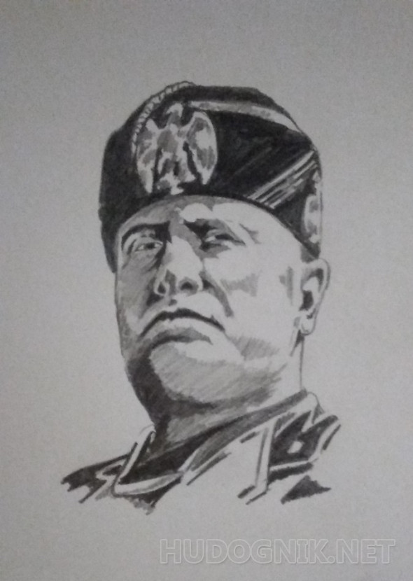 Картина Диктаторы 20 века Муссолини. Размеры: 21x30, Год: 2019, Цена ...
