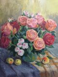 Rosas en el mantel a cuadros
