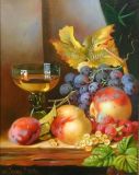 Натюрморт с малиной и виноградом