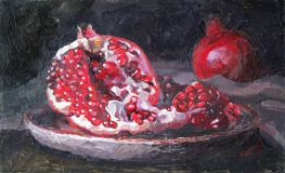 Pomegranate on a plate