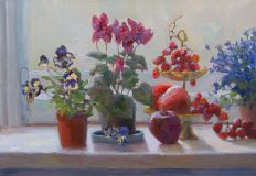 Still life with pansies