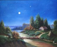 Paisaje Rural noche de luna