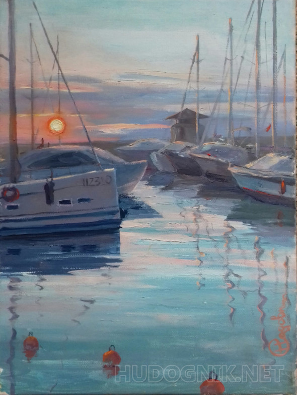 Картина Вечер в марине. Размеры: 30x40, Год: 2019, Цена: 7500 рублей ...