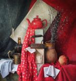 Still life with red kettle
