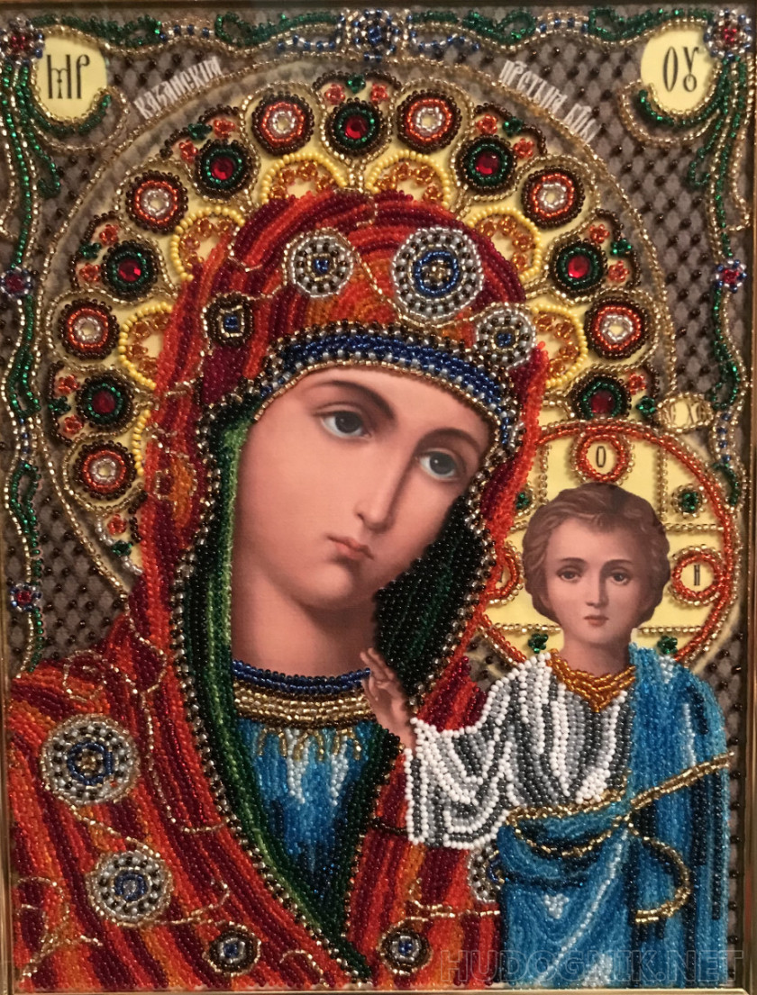 Икона Казанской Божьей матери вышивка бисером