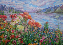 Landscape with flowers